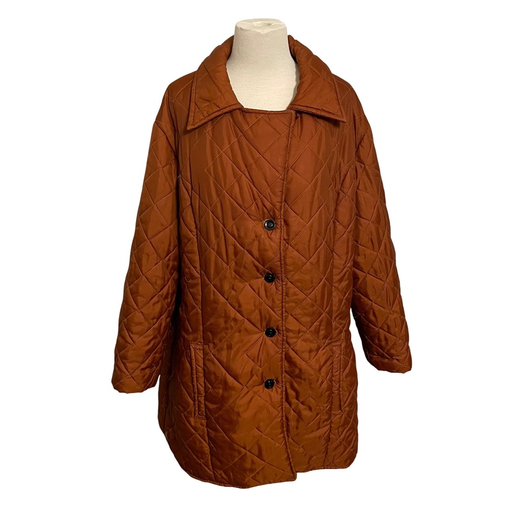 Vintage Quilted Jacket Ladies Wear Orange Brown Size 20.5 Lightweight‎